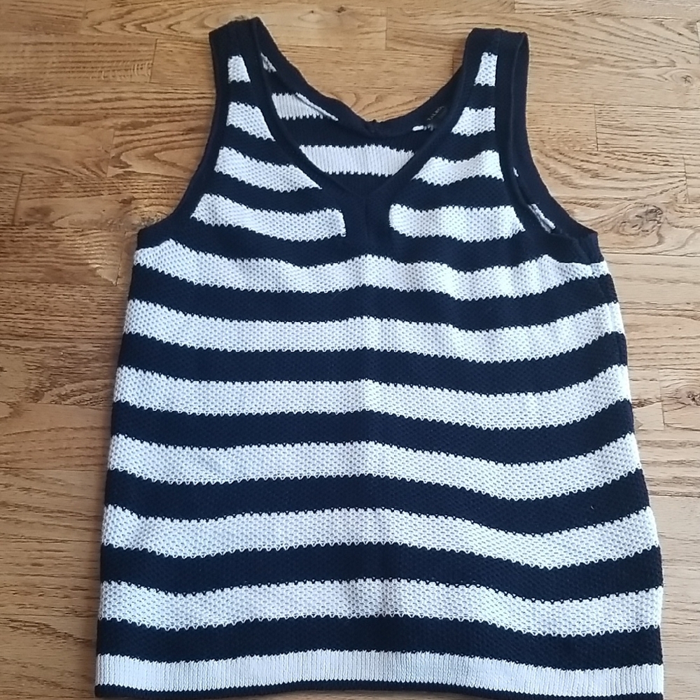 (L) Talbots Striped Knit Tank Top Cottagecore Cozy Comfortable